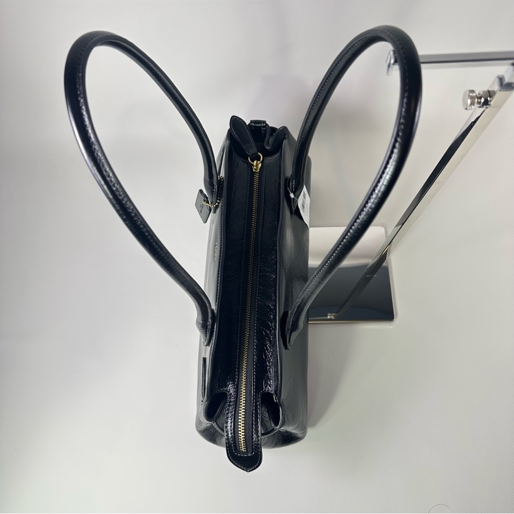 NEW/NWT Women’s Coach Empire Carryall Bag 34 Satchel Glazed Black - Picture 6 of 13